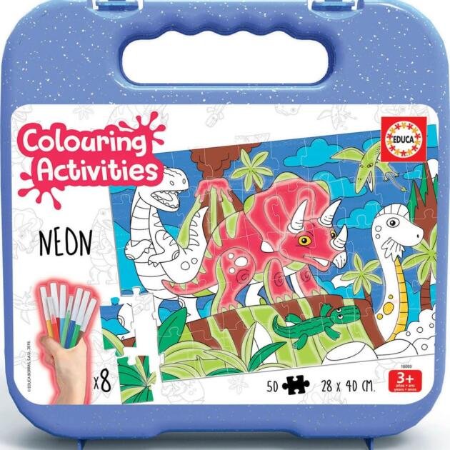 Puzzle 50 piezas Dinosaurios para Montar y Colorear