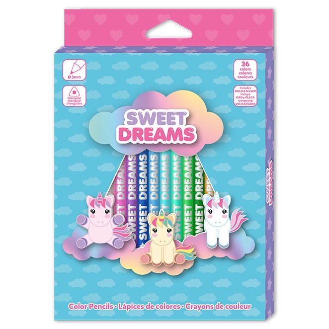 SET DE LAPICES DE COLORES 36 PCS TRIANGULAR SWEET DREAMS