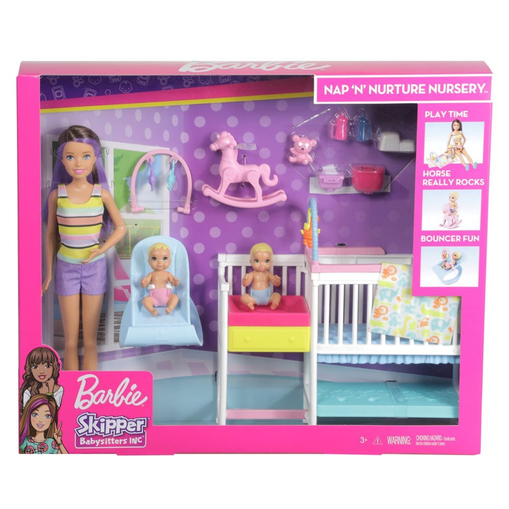 Barbie Muñeca Skipper ¡Hora De La Siesta! Canguro Con Bebés Y Accesorios
