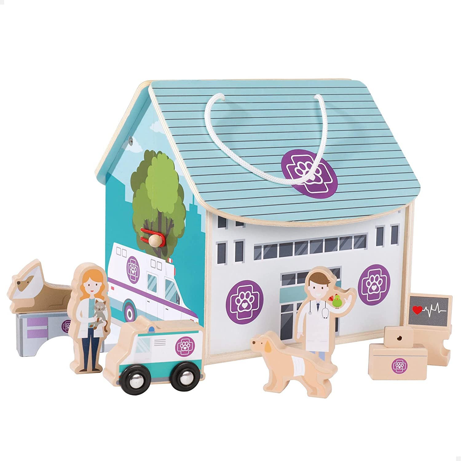 Clínica veterinaria con accesorios