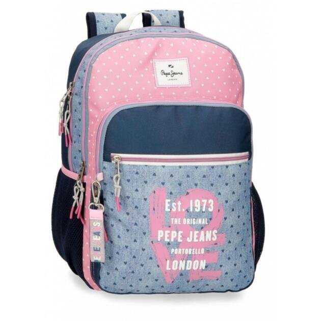 Mochila escolar Pepe Jeans Noni denim dos compartimentos 40 cm adaptable