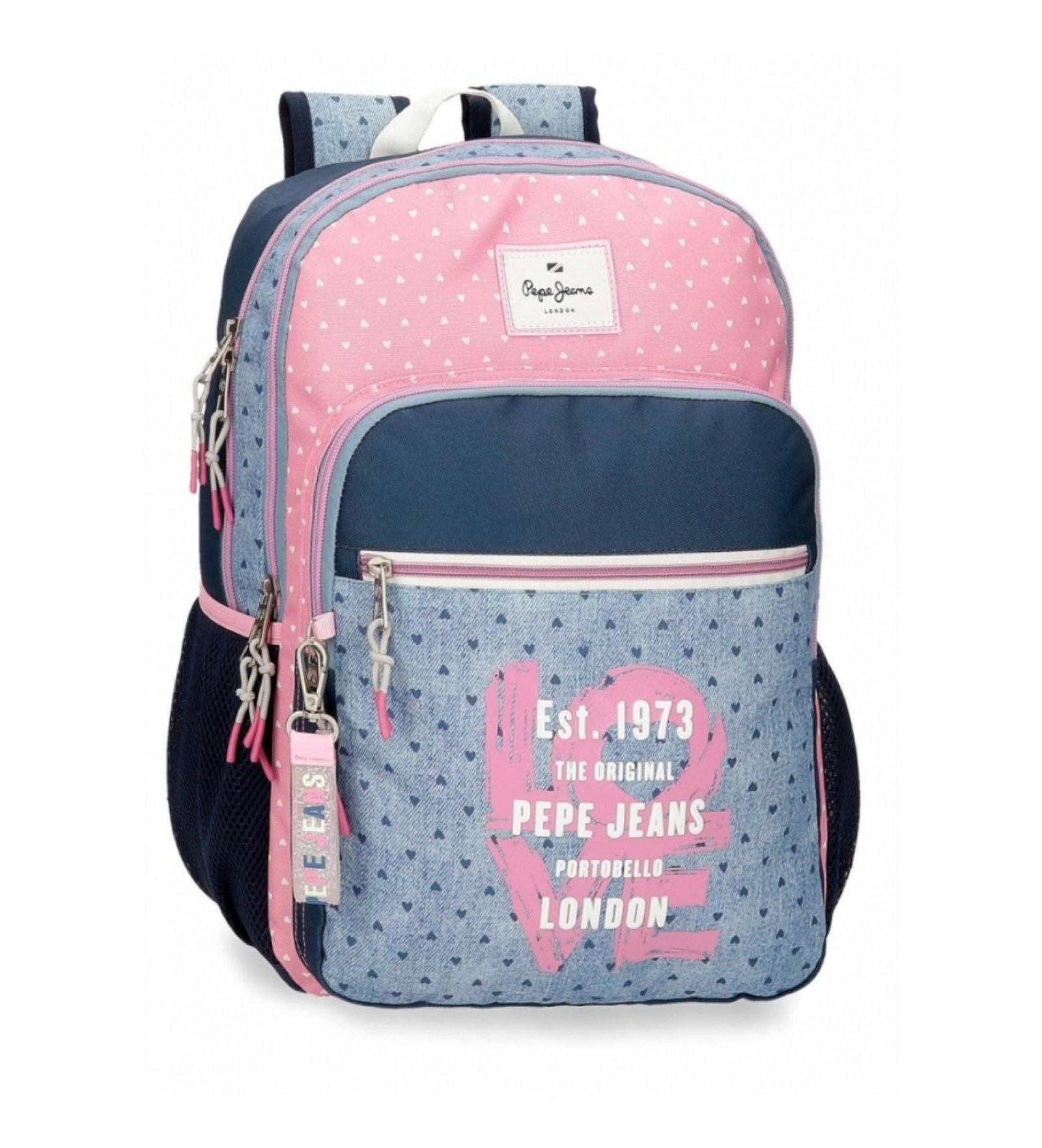 Mochila escolar Pepe Jeans Noni denim dos compartimentos 40 cm adaptable