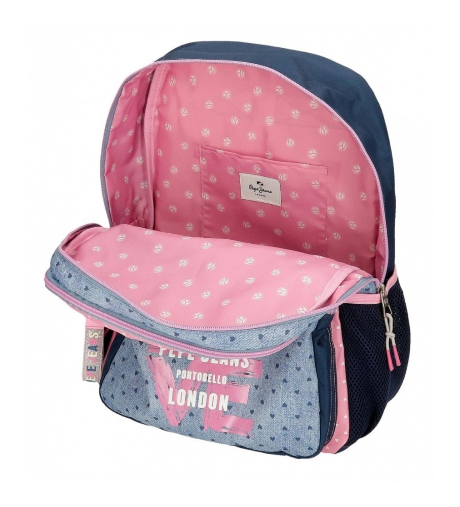 Mochila escolar Pepe Jeans Noni denim dos compartimentos 40 cm adaptable - Imagen 3