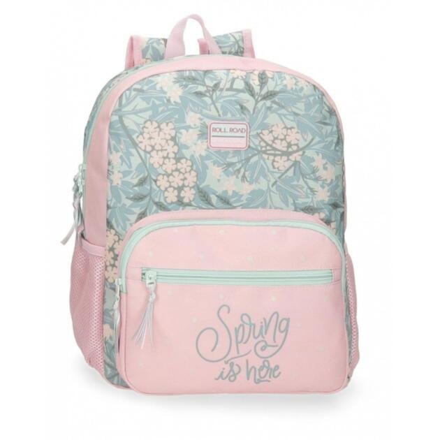 Mochila escolar Roll Road Spring is here 38 cm adaptable a carro rosa