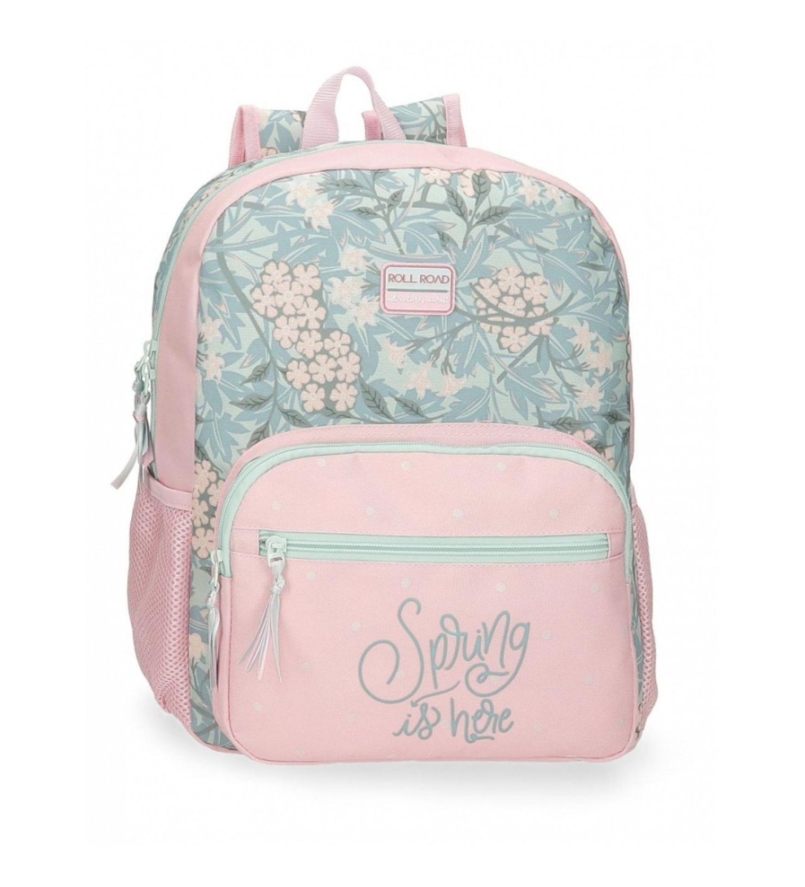 Mochila escolar Roll Road Spring is here 38 cm adaptable a carro rosa