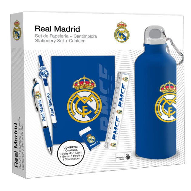 Set papelería Real Madrid con Cantimplora