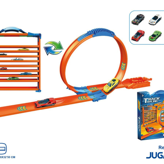 Pista Track Racing con looping + 6 coches