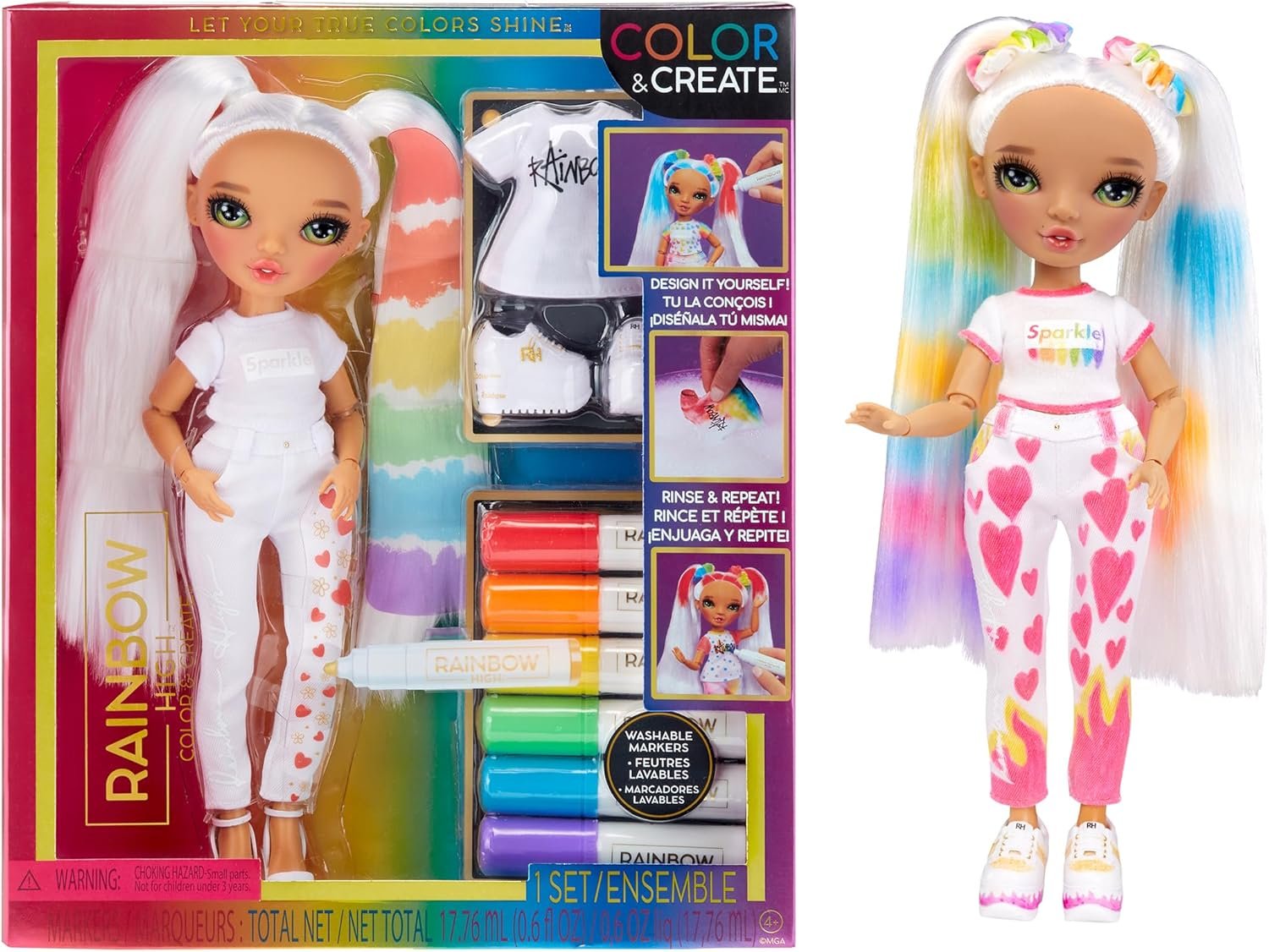 Rainbow High – Muñeca Color & Create con Rotuladores Lavables
