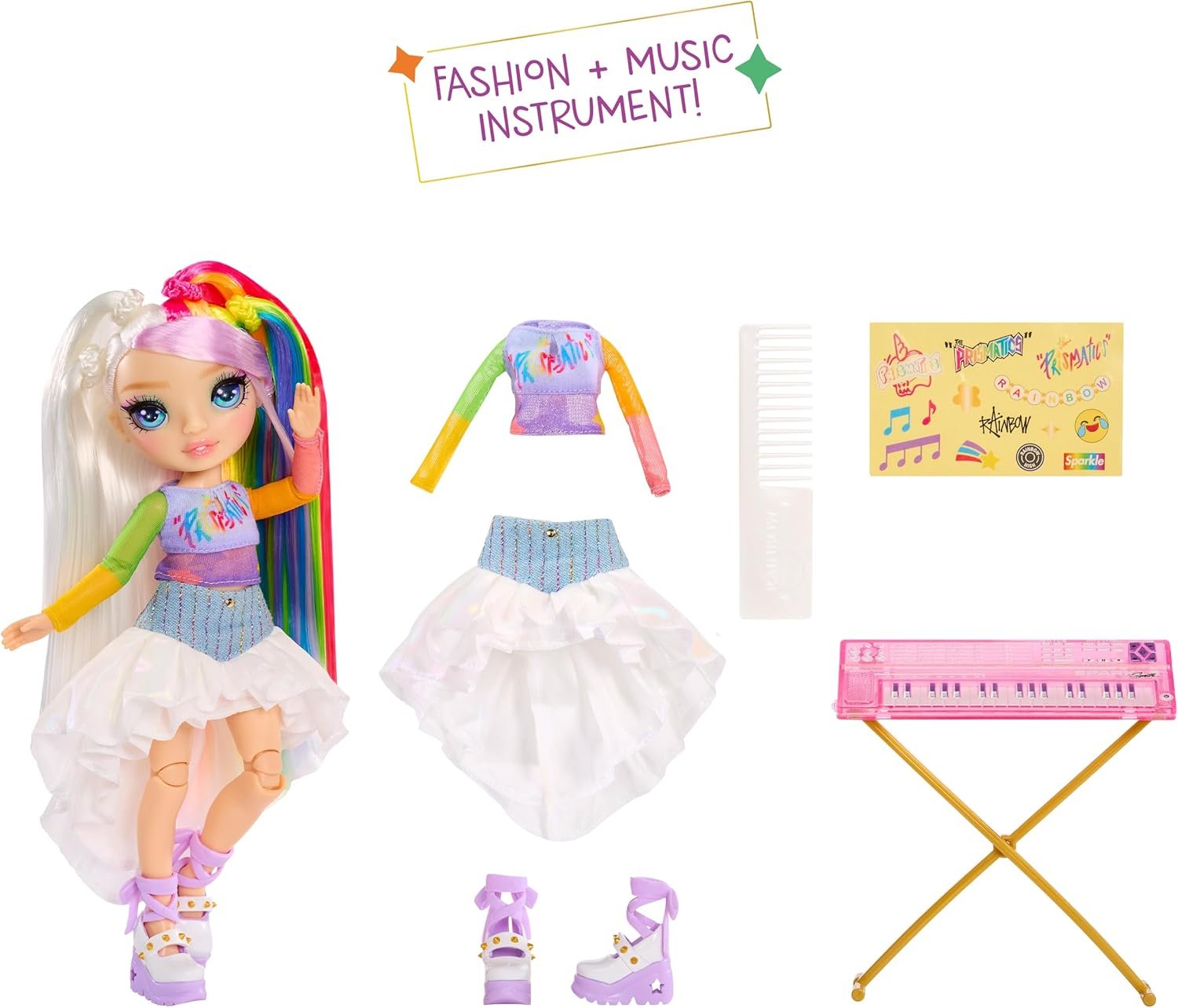 Rainbow High Jr. High – Amaya Raine Prismatic Band Doll con Teclado - Imagen 2
