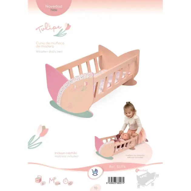Cuna de Madera para Muñecas Tulipe con Colchón – DeCuevas Toys