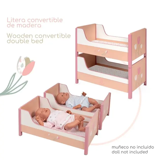 Litera Convertible de Madera para Muñecas Tulipe con Colchón – DeCuevas Toys