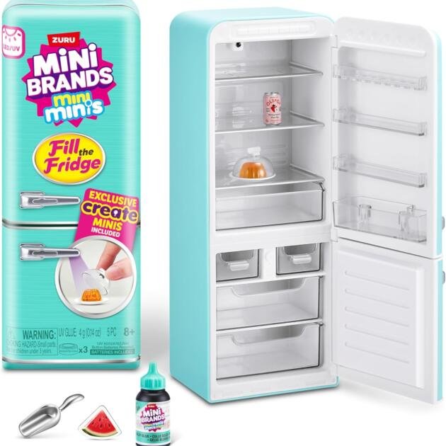 ZURU Mini Brands Mini Minis – Frigorífico “Fill the Fridge” con Minis Exclusivos y Luz UV