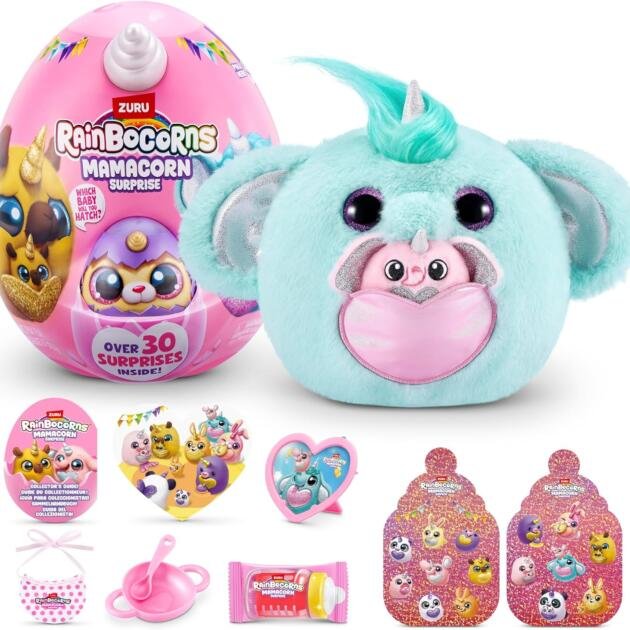 Rainbocorns Mamacorn Surprise ZURU – Peluche Sorpresa con Más de 30 Accesorios y Bebé Oculto