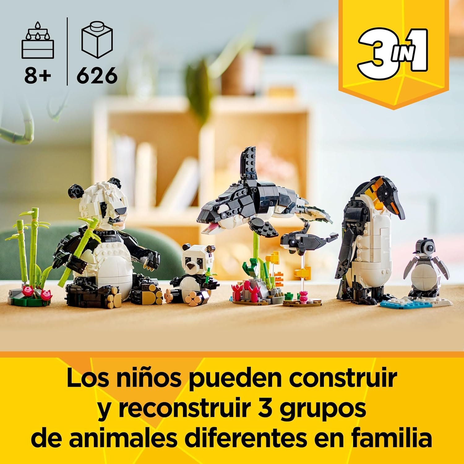 ¡Aventuras 3 en 1! Familia de Animales LEGO® Creator 31165 - Imagen 2