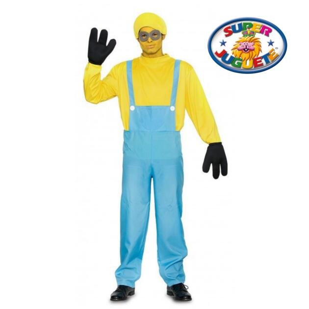 Disfraz de Ayudante Travieso Amarillo con Peto Azul Adulto