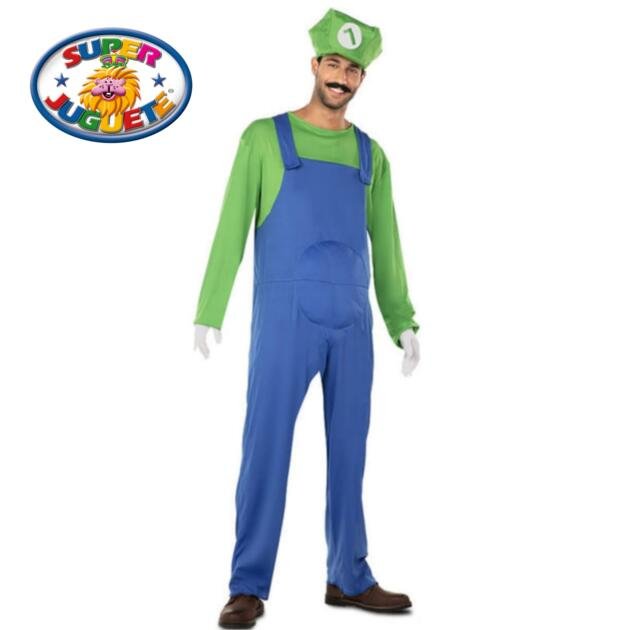 Disfraz de Fontanero Verde con Peto Azul y Gorra Adulto