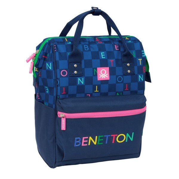 Mochila Casual Benetton Letters Azul Marino | Backpack Urbana