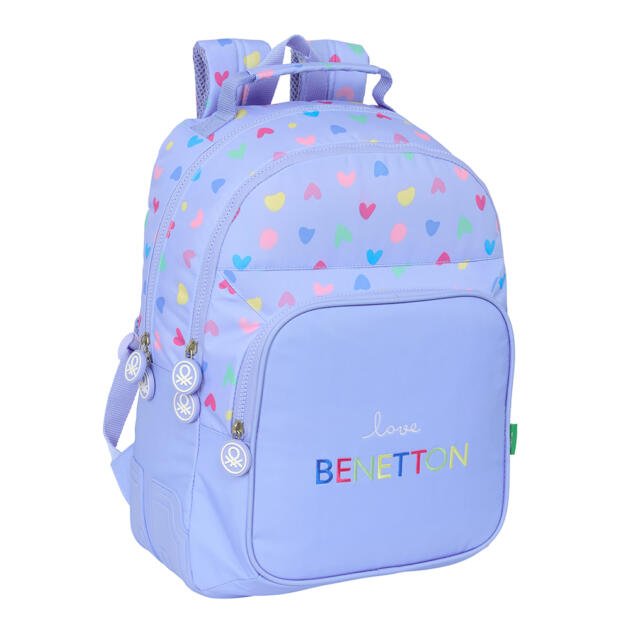 MOCHILA INFANTIL BENETTON "LOVE LILA"  | Mochila Escolar con Corazones