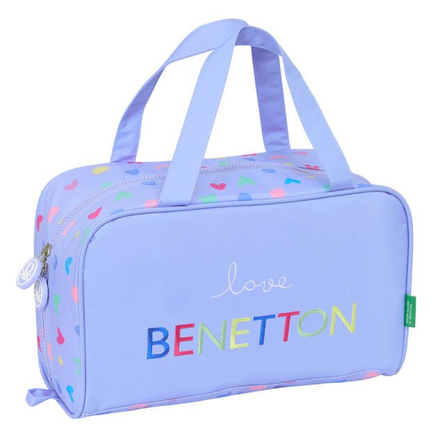 NECESER RECTANGULAR BENETTON "LOVE LILA" | Bolsa Deporte Corazones Multicolor