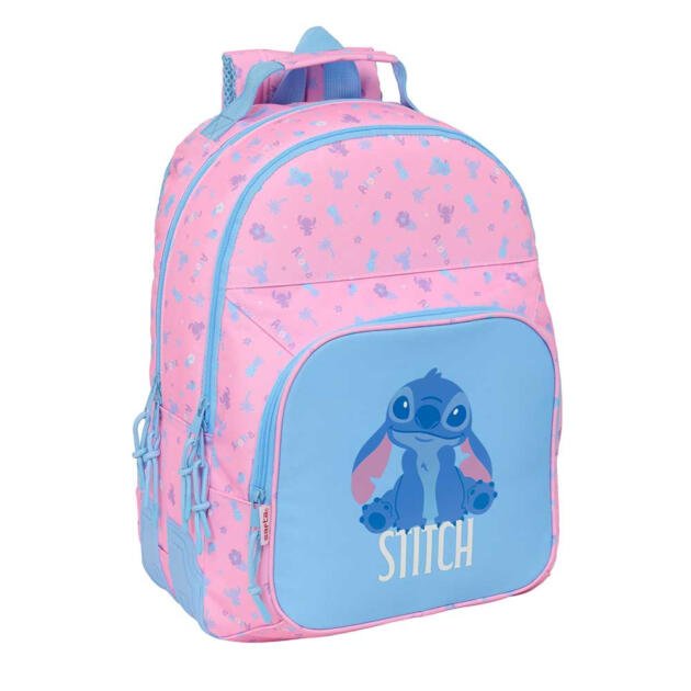 MOCHILA DOBLE STITCH "BRIGHT" | Mochila Escolar Disney Adaptable a Carro