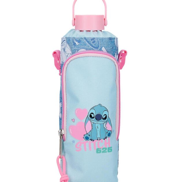 Portabotella Stitch Hearts con Bandolera | Funda Botella Infantil