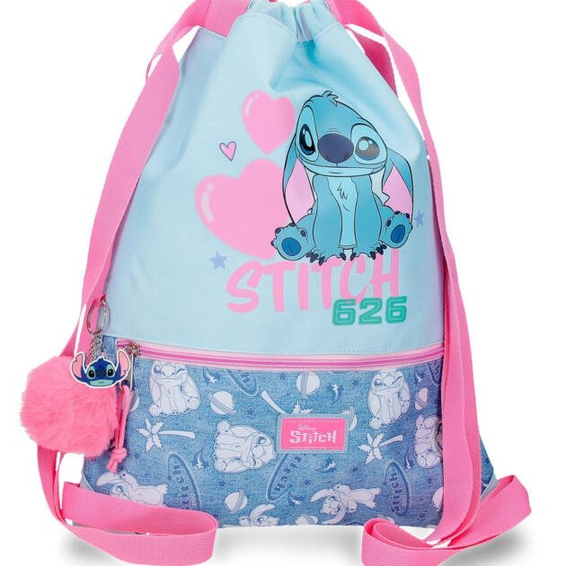 Mochila Saco Stitch Hearts | Gym Sac Infantil con Cremallera