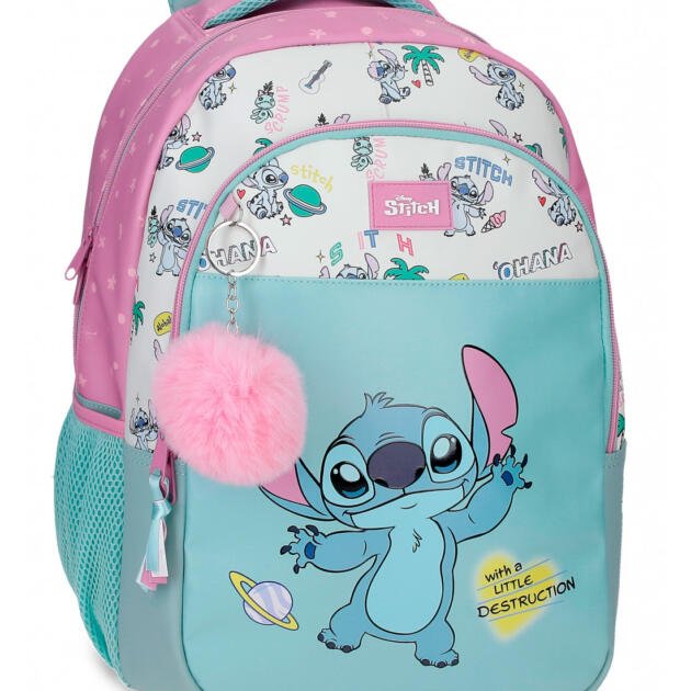 Mochila Escolar Stitch Little Destruction 42cm | Adaptable Carro