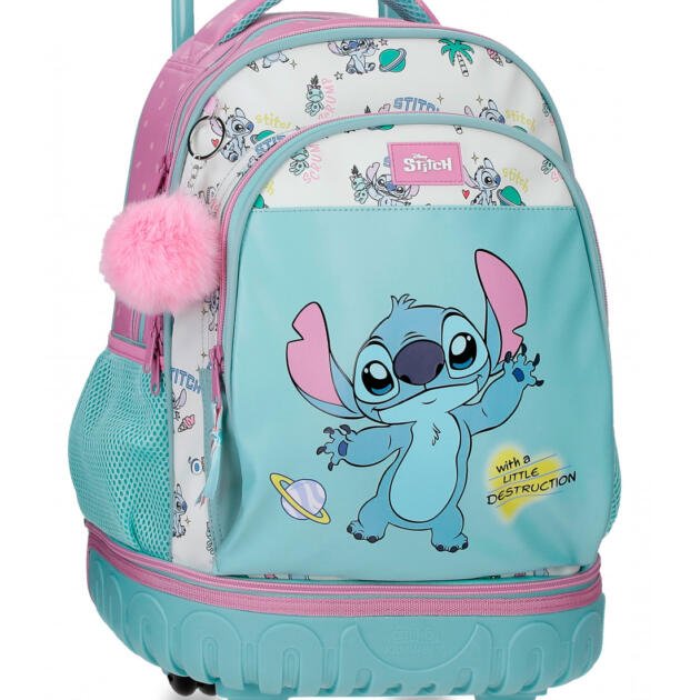 Mochila Stitch con Carro Little Destruction Compacta | Escolar