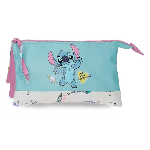 Estuche Stitch Triple Plano Little Destruction | Organizador Escolar