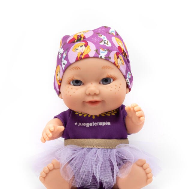 Baby Pelón Frozen Anna Solidario – Muñeco Bebé con Pañuelo y Tutú | Juegaterapia
