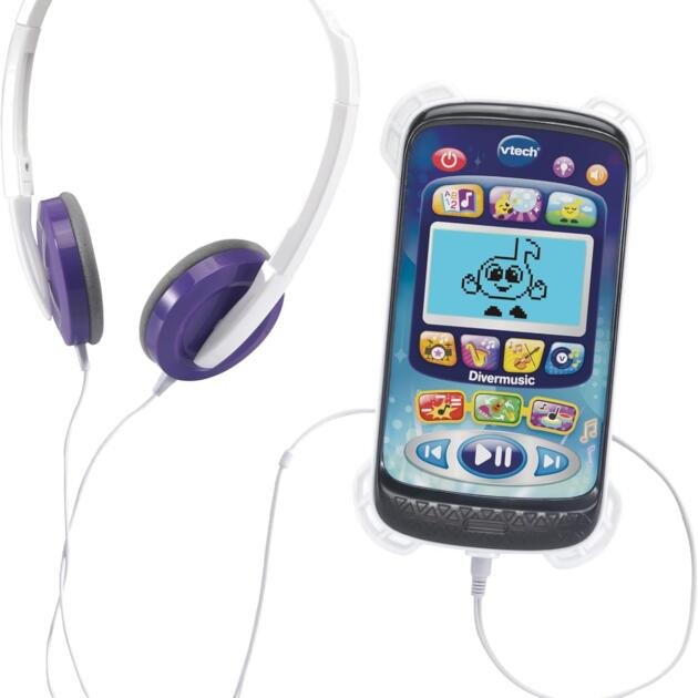 Divermusic Reproductor Musical Infantil Interactivo con Auriculares, Luces LED, Pantalla LCD, Más de 100 Canciones y Juegos Educativos