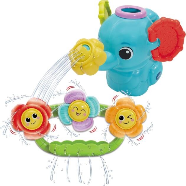 VTech Baby Trompita Regadera para Baño | Juguete de Agua con Elefante Regadera, Flores Giratorias y Ventosas