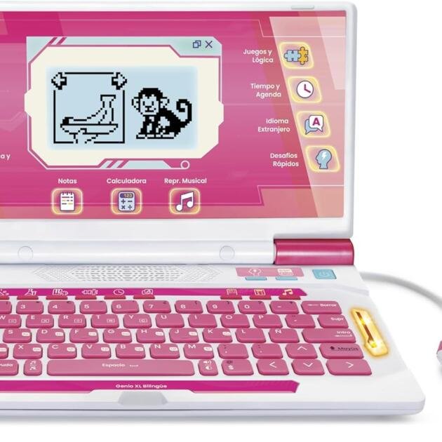VTech Genio XL Bilingüe Rosa | Ordenador Educativo Infantil con 164 Actividades en Español e Inglés, Teclado QWERTY y Ratón