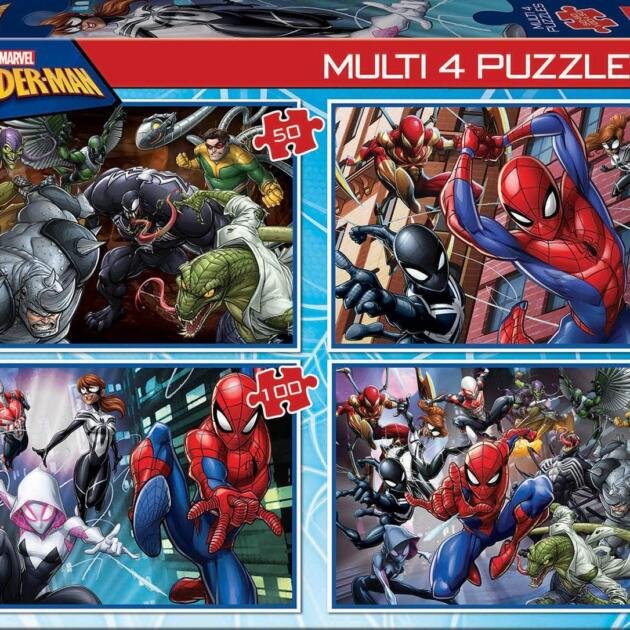 Puzzle Marvel Spider-Man Educa 4 Puzzles Progresivos | 50, 80, 100 y 150 Piezas