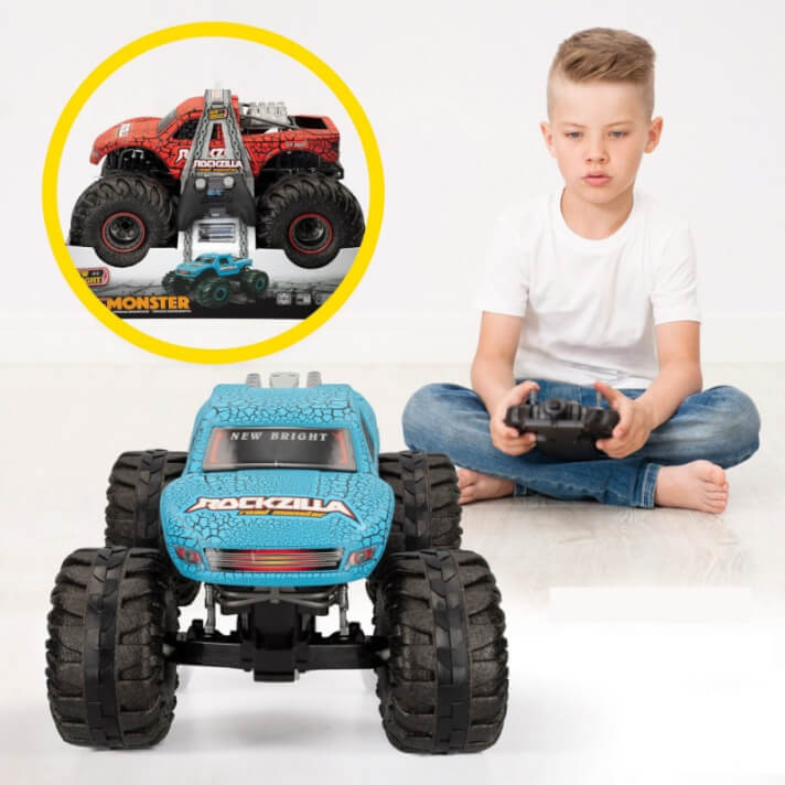 Coche Rc Monster New Bright Azul Superjuguete Montoro