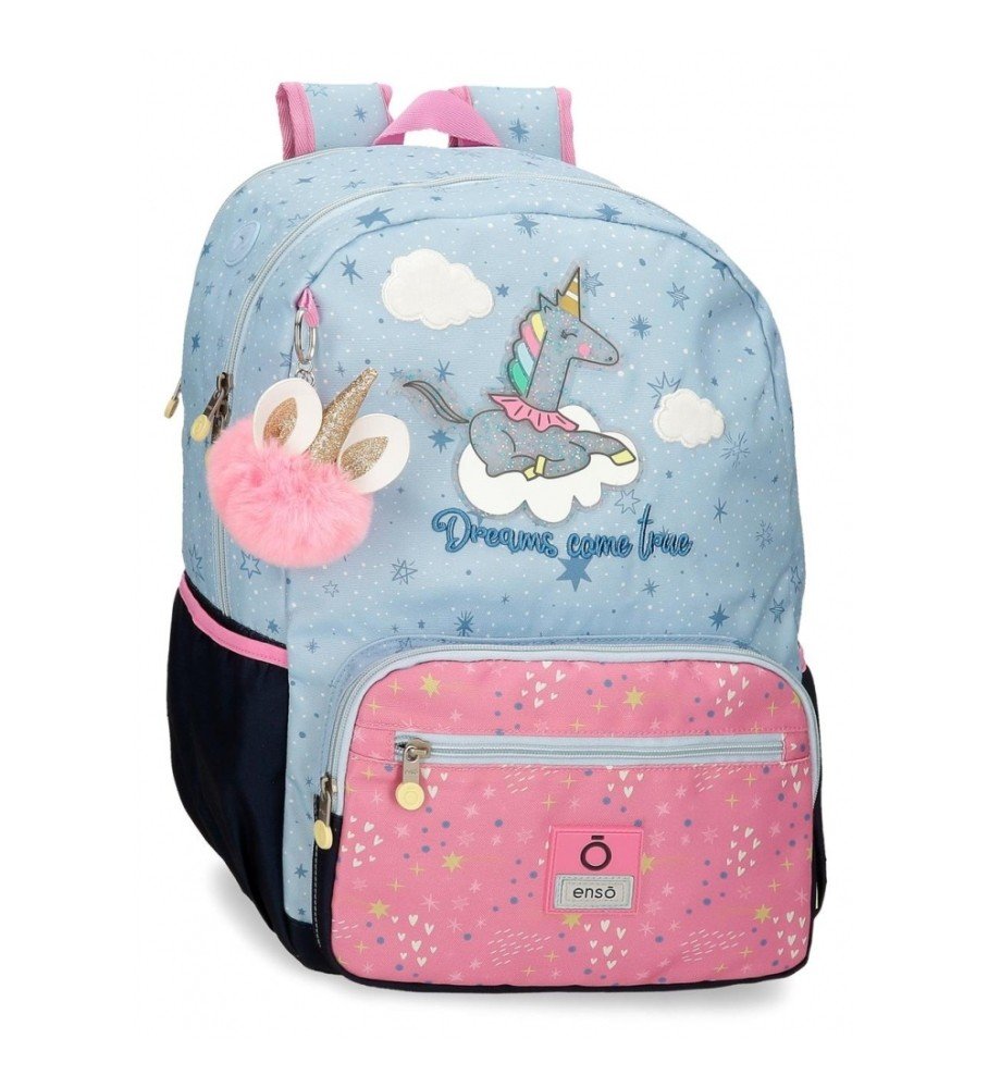 Mochila Enso Dreams Come true dos compartimentos azul-rosa