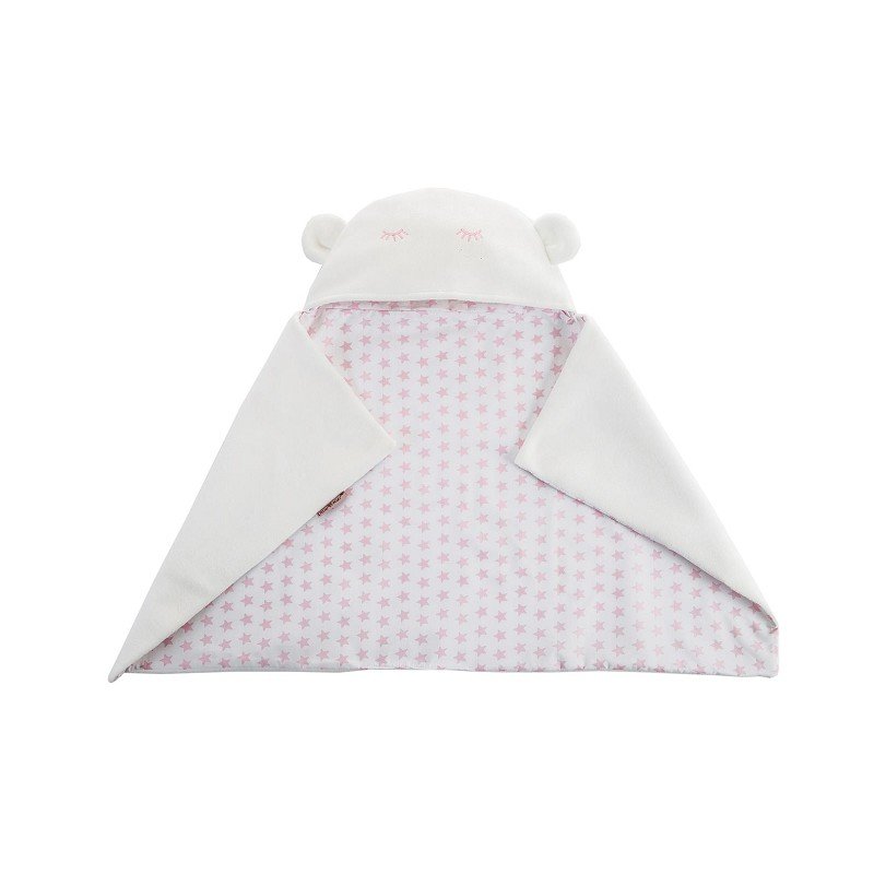 Manta Capucha Reversible Estrella Rosa