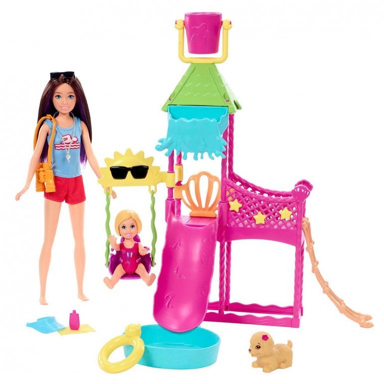 MUÑECA BARBIE NIÑERA SET PARQUE ACUÁTICO