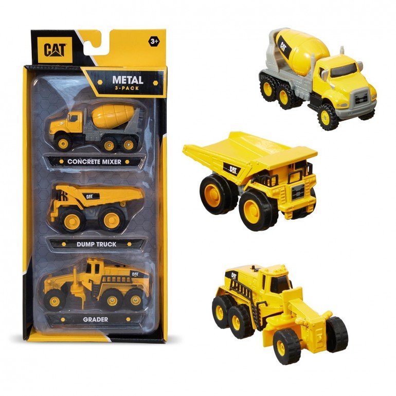 Pack 3 Vehículos Construcción Metal CAT