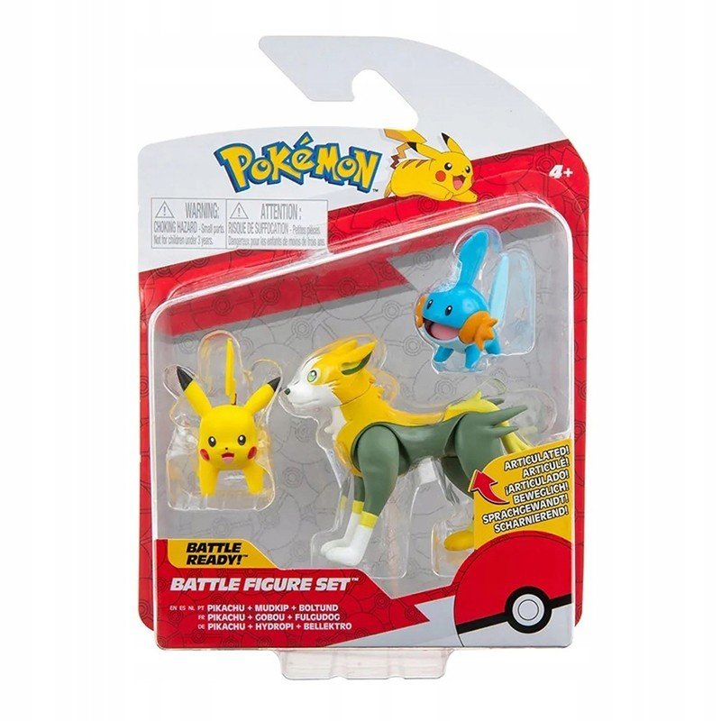 Pack 3 Pokemon Pikachu, Boltund y Mudkip de la colección Clip and GO