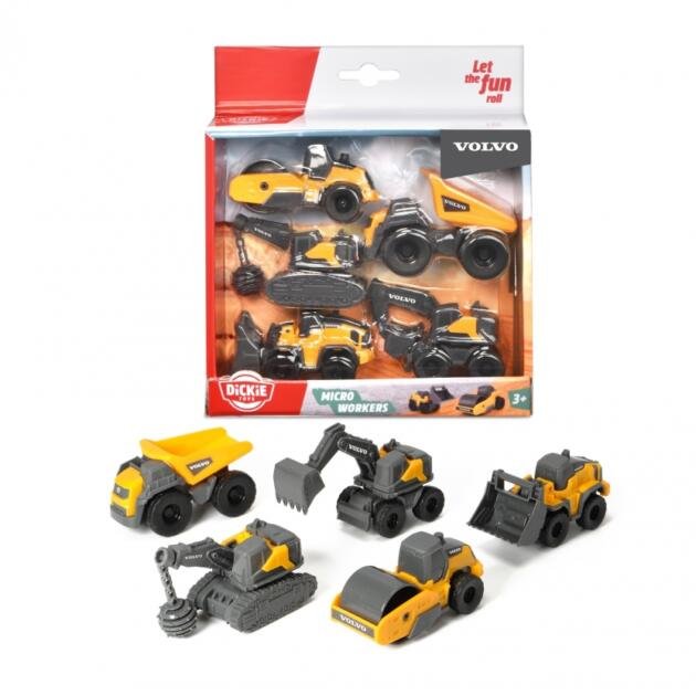 SET 5 VEHÍCULOS CONSTRUCCIÓN VOLVO MINI, 10 CM