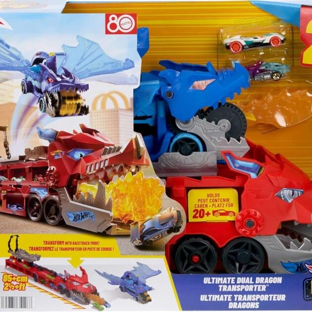 HotWheels City Dragón transportador con Ataque Doble