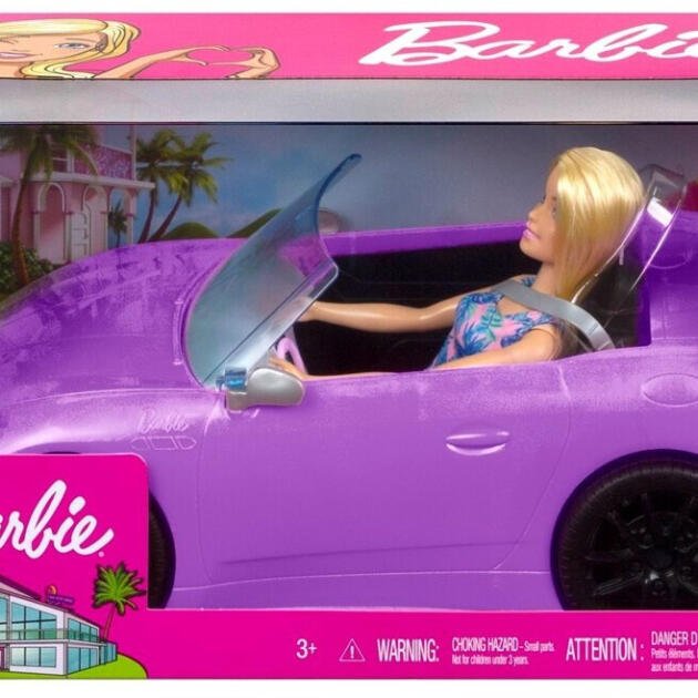 Barbie Coche Cabrio Morado con muñeca