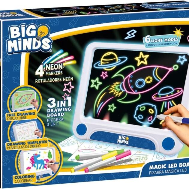 Pizarra Mágica LED Big Minds – 3 en 1 con Rotuladores Neón
