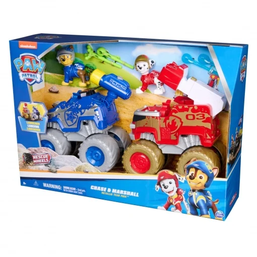 PAW Patrol Rescue Wheels Chase y Marshall – Set de Vehículos con Lanzadores
