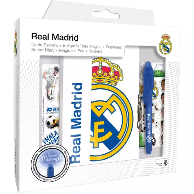 Set Real Madrid Diario Secreto con Bolígrafo de Tinta Mágica y Pegatinas