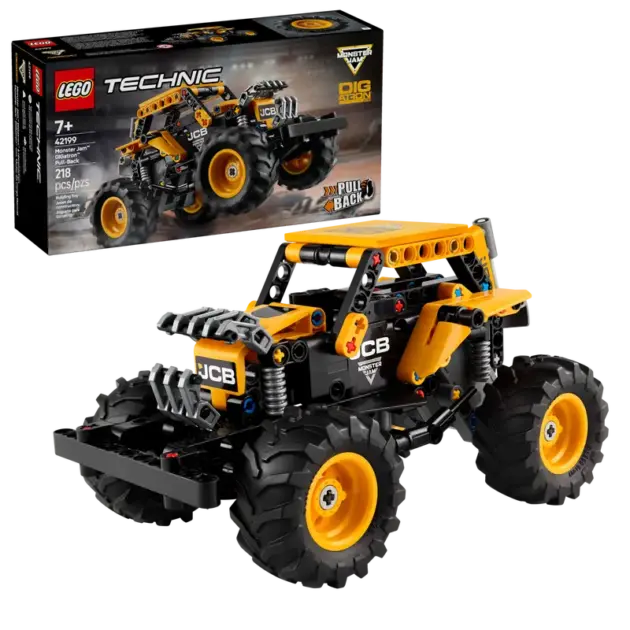 LEGO Technic 42199 Monster Jam JCB DIGatron – Vehículo Pull-Back