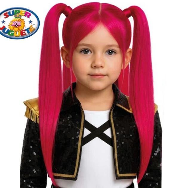 Peluca rosa con coletas K-Pop