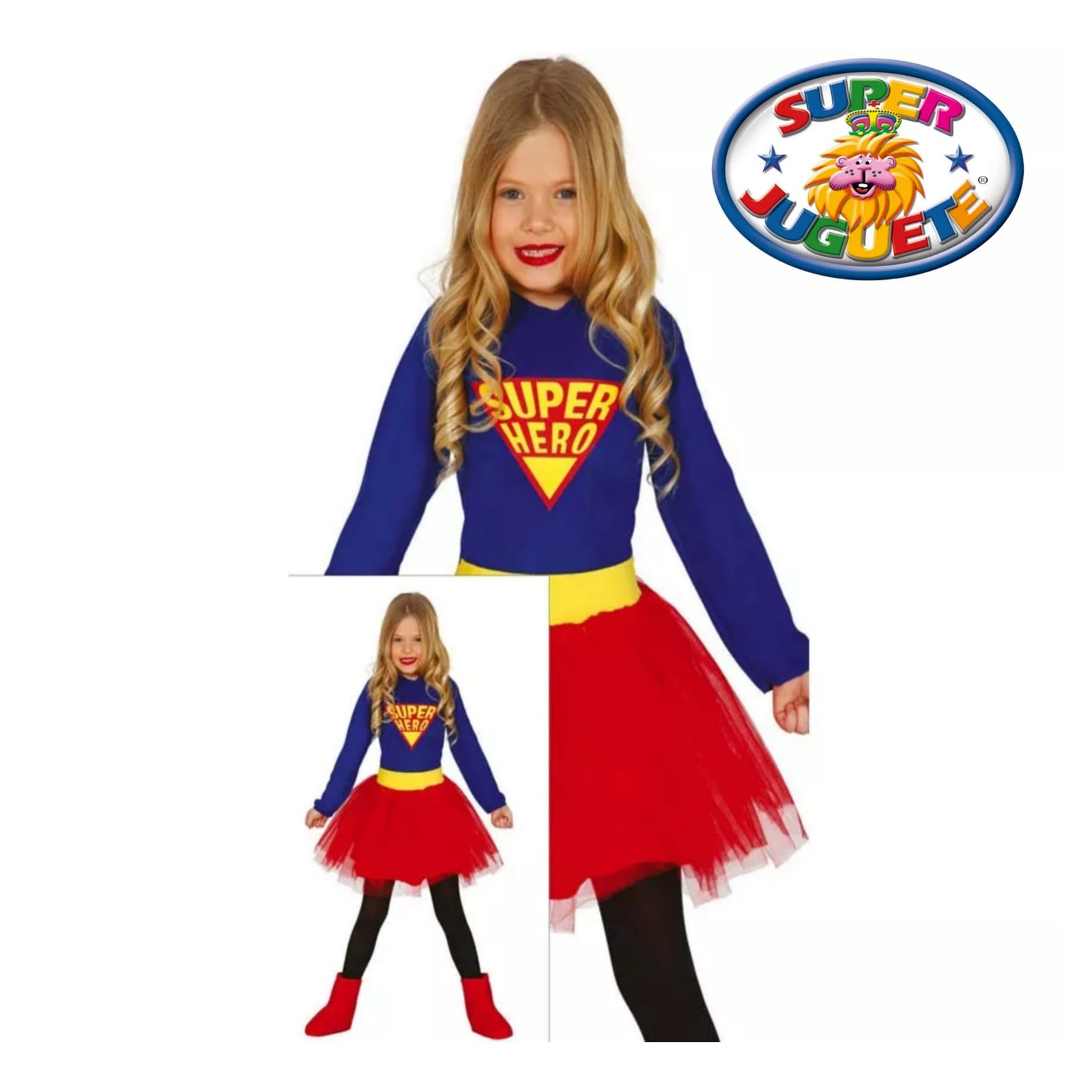 Disfraz Infantil Super Hero con Falda de Tul Roja - Imagen 3