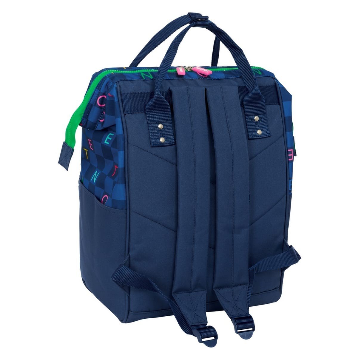 Mochila Casual Benetton Letters Azul Marino | Backpack Urbana - Imagen 2